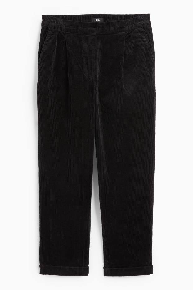 Damen - Cordhose - High Waist - Tapered Fit - LYCRA® - schwarz