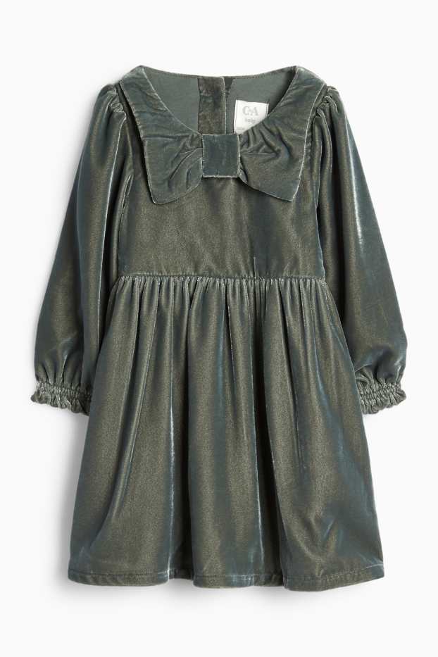 Bebeluși - fete - Rochie din catifea bebeluși - de ocazie - verde închis