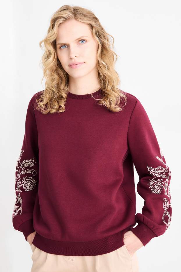 Femei - Bluză de molton - bordo