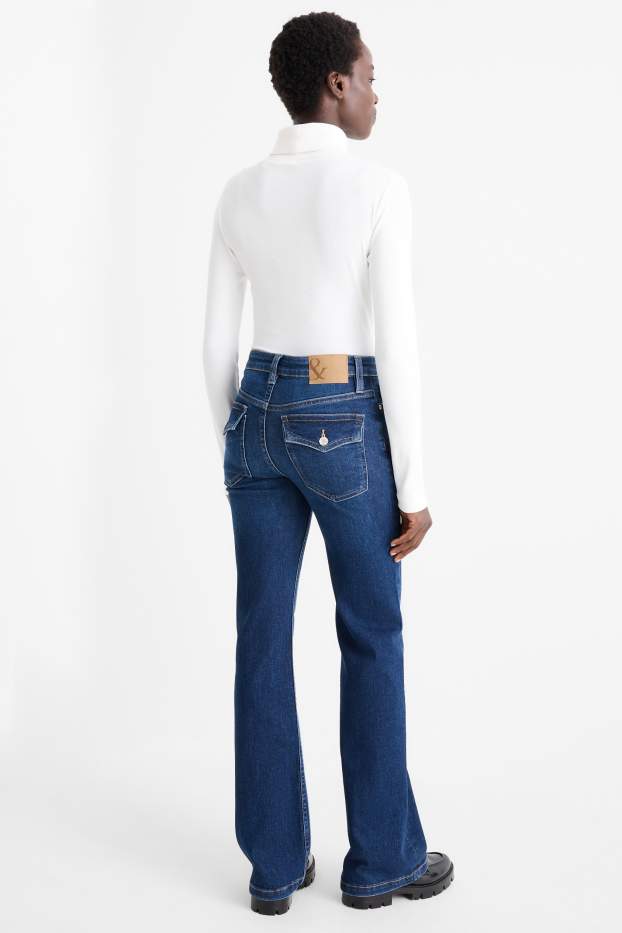 Femei - Flared jeans - talie medie - LYCRA® - denim-albastru