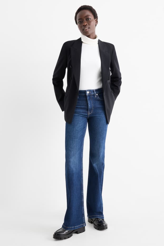 Femei - Flared jeans - talie medie - LYCRA® - denim-albastru