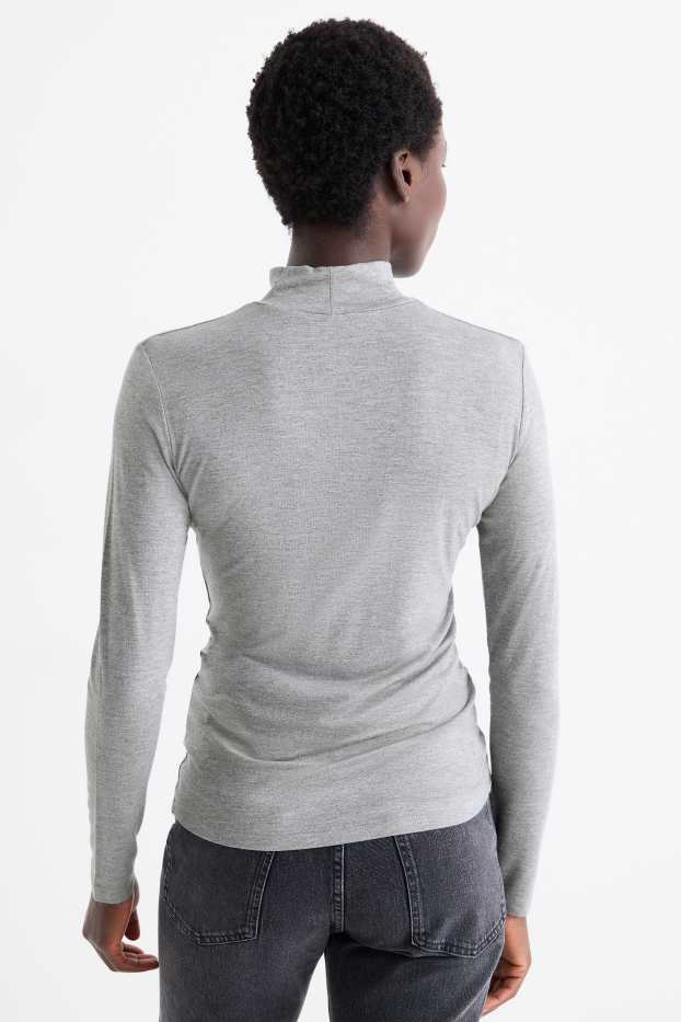Femei - Tricou cu mânecă lungă - regular fit - gri deschis melanj