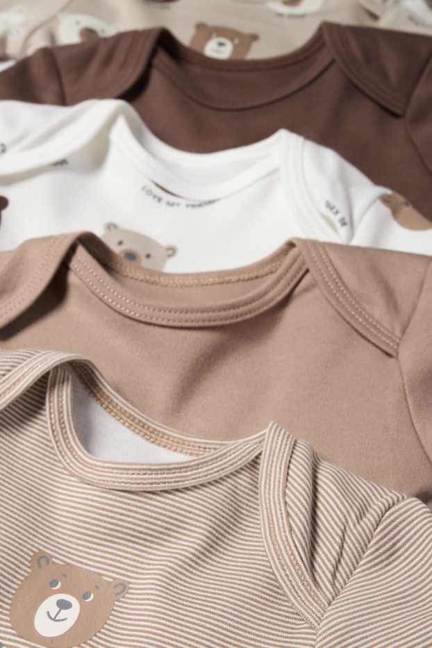 Unisex - Multipack 5 buc. - ursuleți - body bebeluși - taupe
