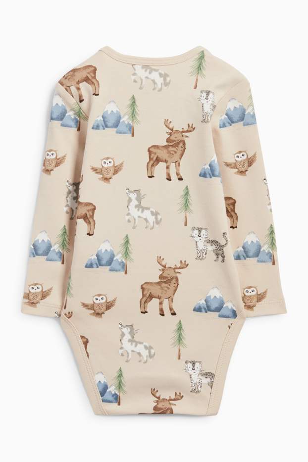 Unisex - Animale din pădure - body bebeluși - bej deschis