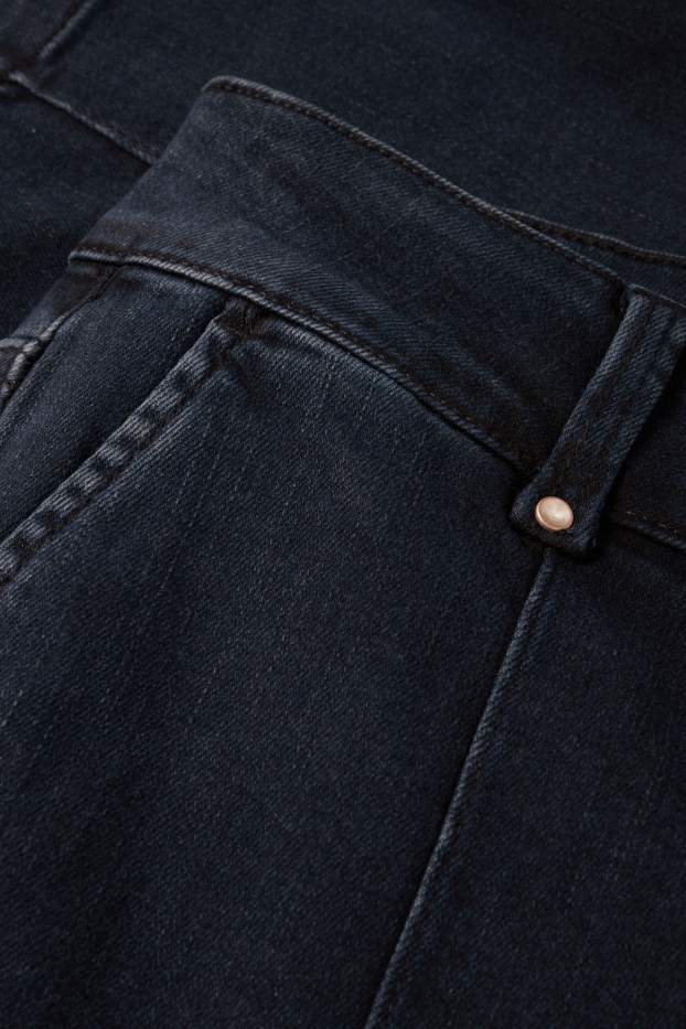 Femei - Crop wide leg jeans - talie înaltă - denim-albastru închis