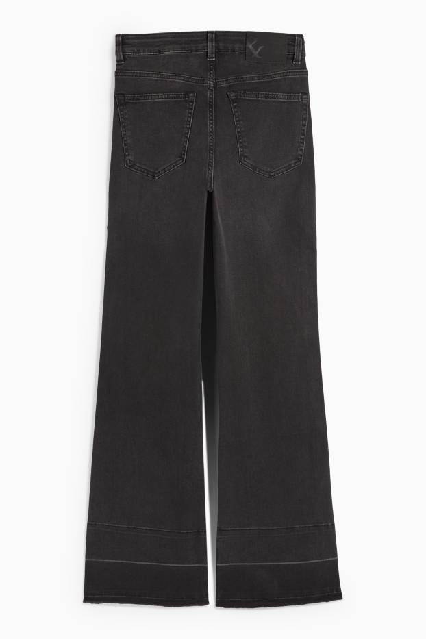 Femei - Flared jeans - talie medie - denim-gri închis