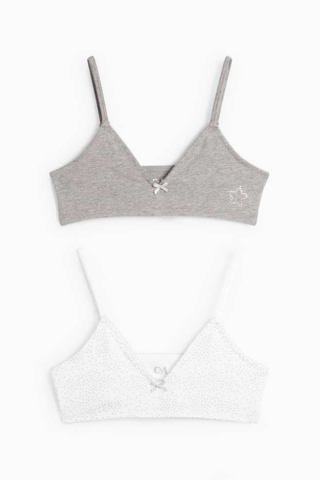 Children Girls - Multipack of 2 - star - bralette - white / gray