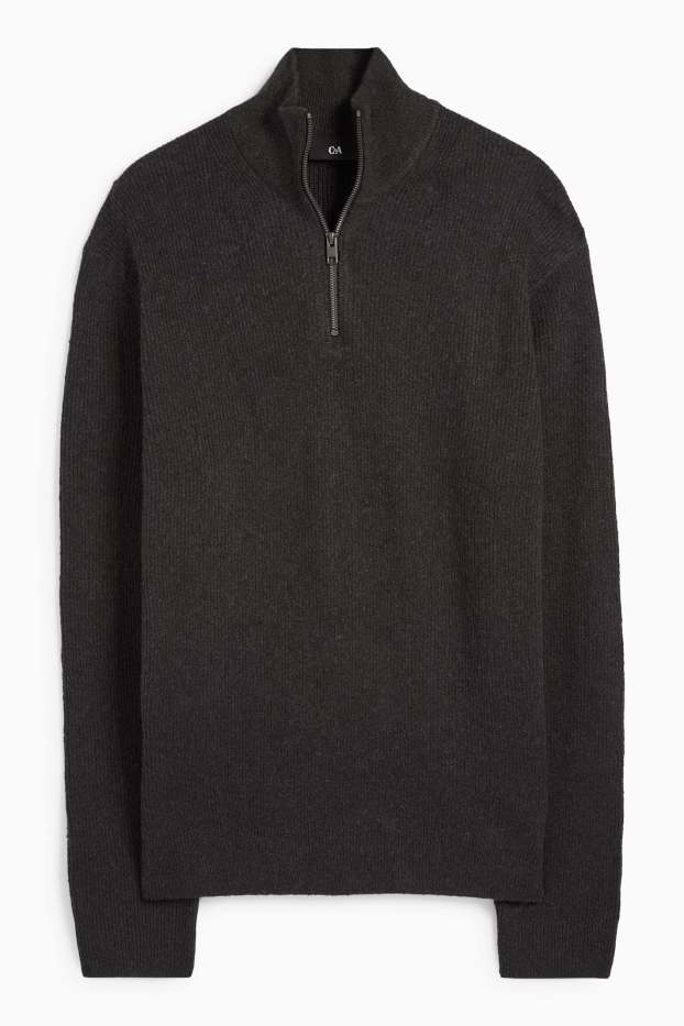 Uomo - Maglione - a coste - nero