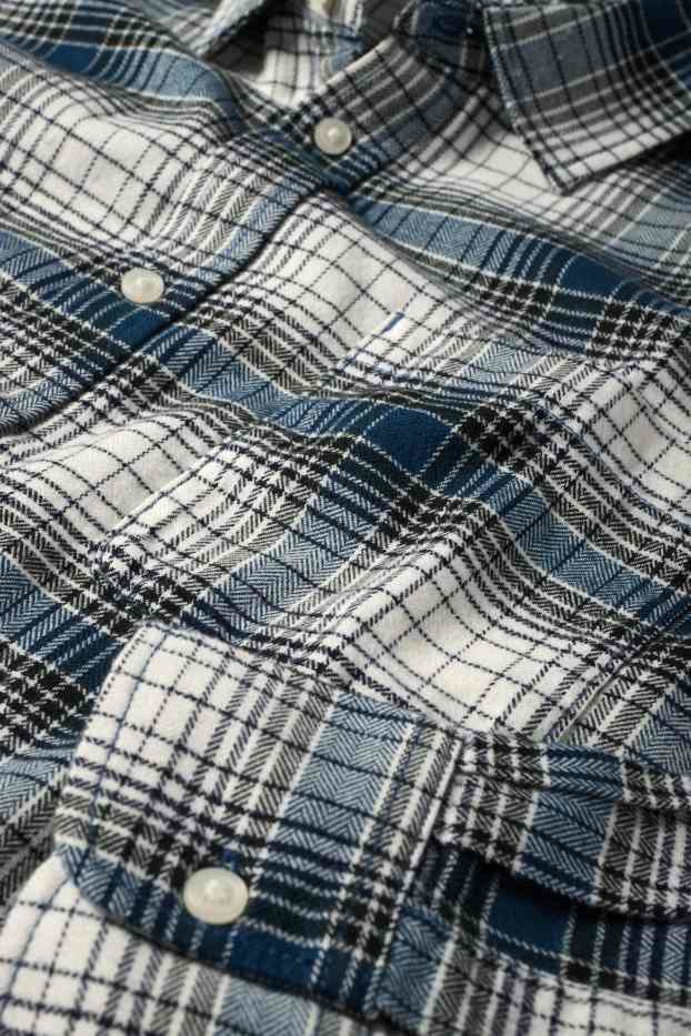 Bărbați - Cămașă din flanel - regular fit - guler Kent - în carouri - albastru