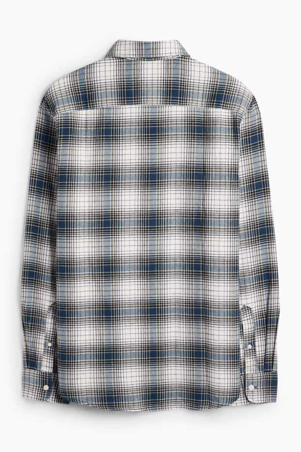 Bărbați - Cămașă din flanel - regular fit - guler Kent - în carouri - albastru