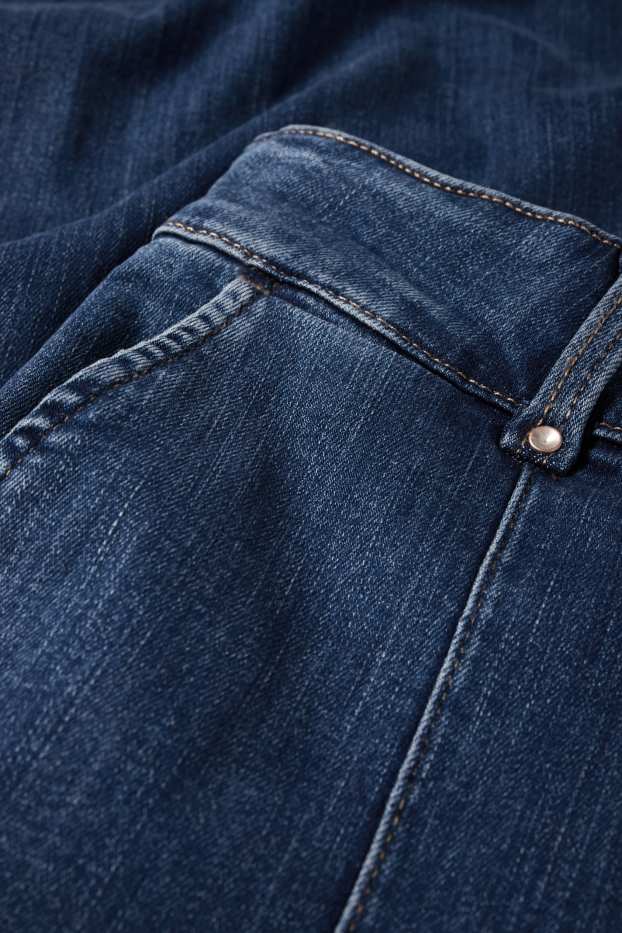 Femei - Crop wide leg jeans - talie înaltă - denim-albastru