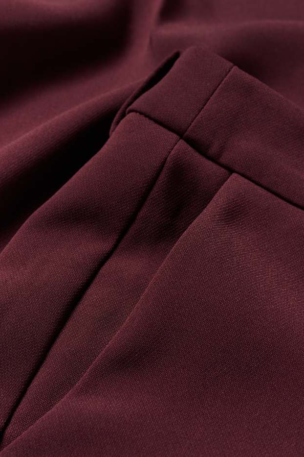 Dámské - Business kalhoty - high waist - wide leg - bordeaux