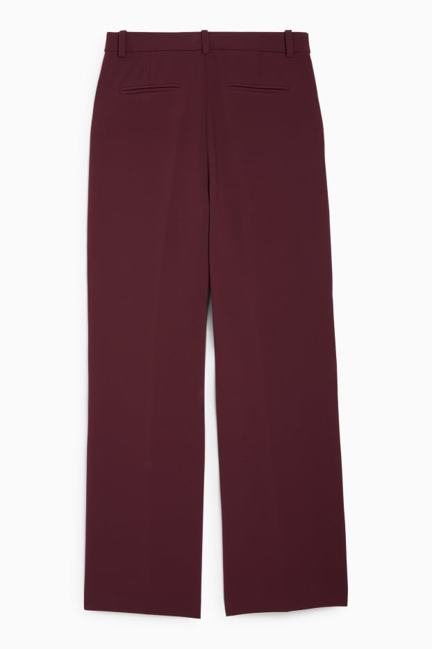 Dámské - Business kalhoty - high waist - wide leg - bordeaux