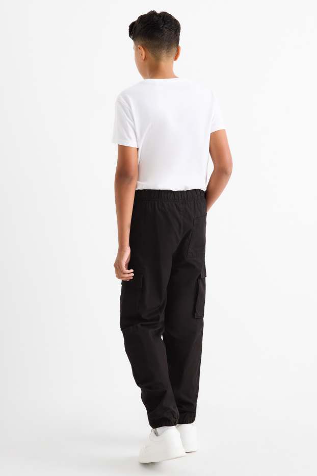 Copii - Băieți - Pantaloni termoizolanți - model cargo - negru
