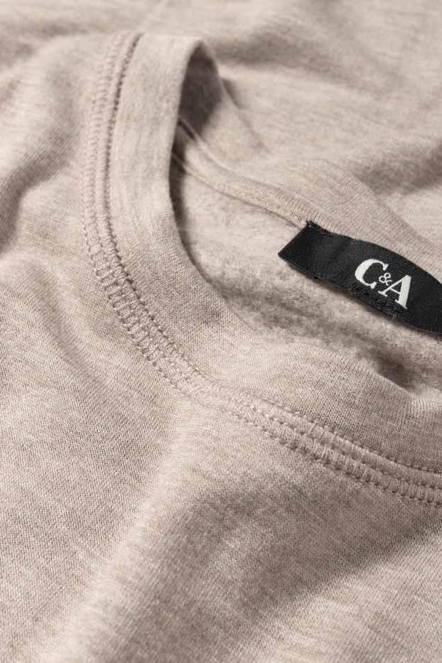 Dámské - Tričko s dlouhým rukávem - slim fit - taupe