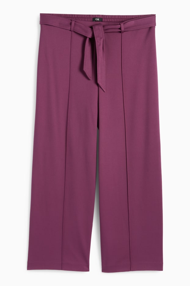 Femei - Pantaloni din jerseu - talie medie - flared fit - mov