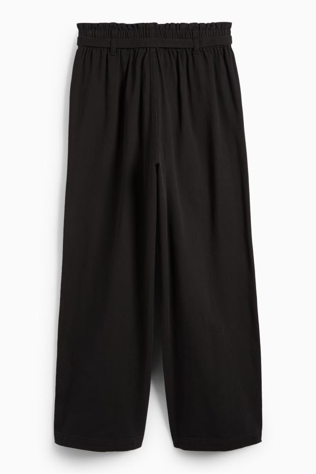 Damen - Stoffhose - High Waist - Barrel Leg - schwarz