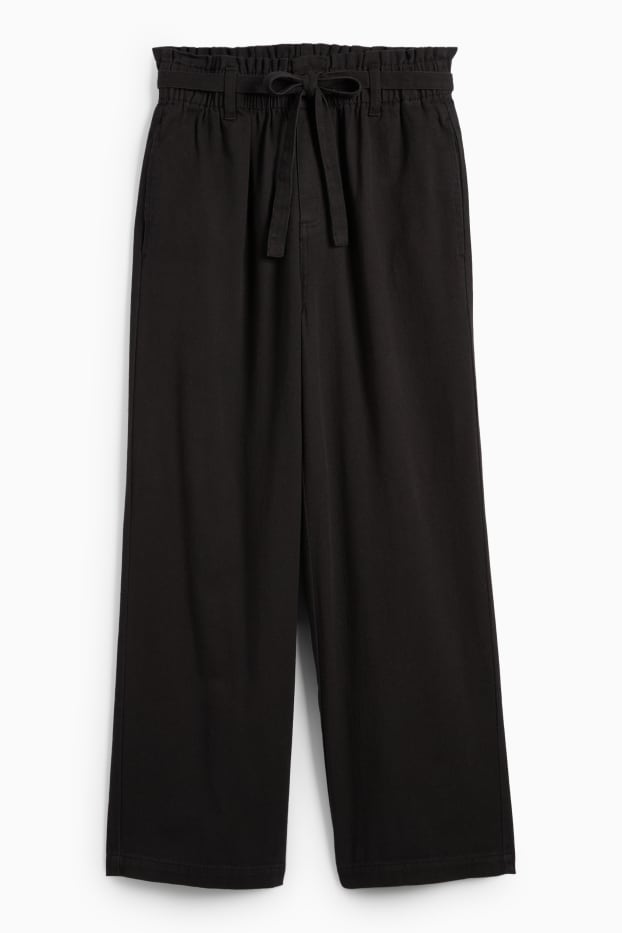 Damen - Stoffhose - High Waist - Barrel Leg - schwarz