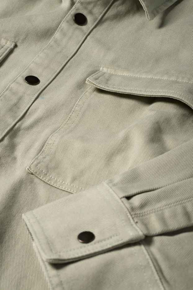 Bărbați - Cămașă din denim - relaxed fit - guler Kent - verde deschis