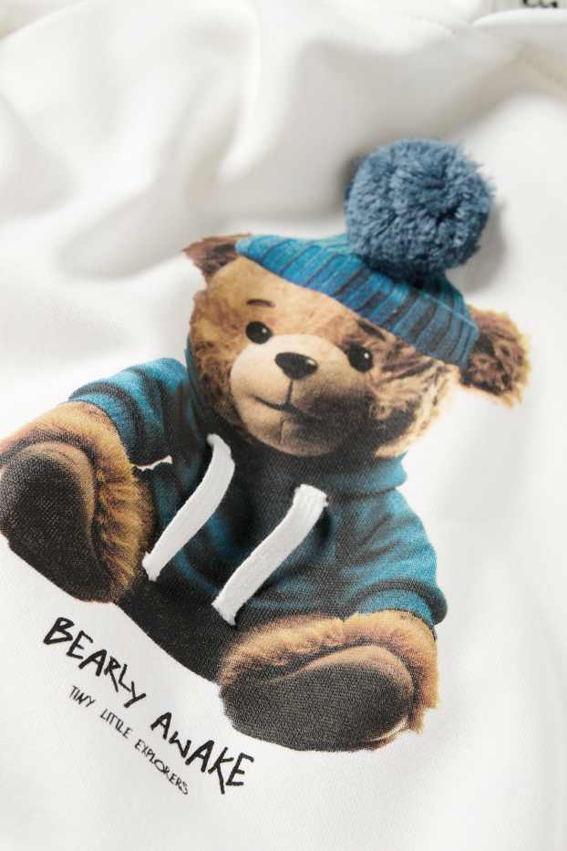Kinder Buben - Teddybär - Hoodie - weiß