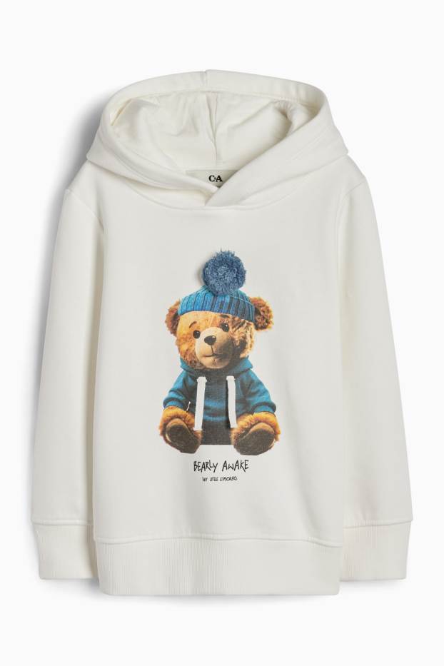 Kinder Buben - Teddybär - Hoodie - weiß