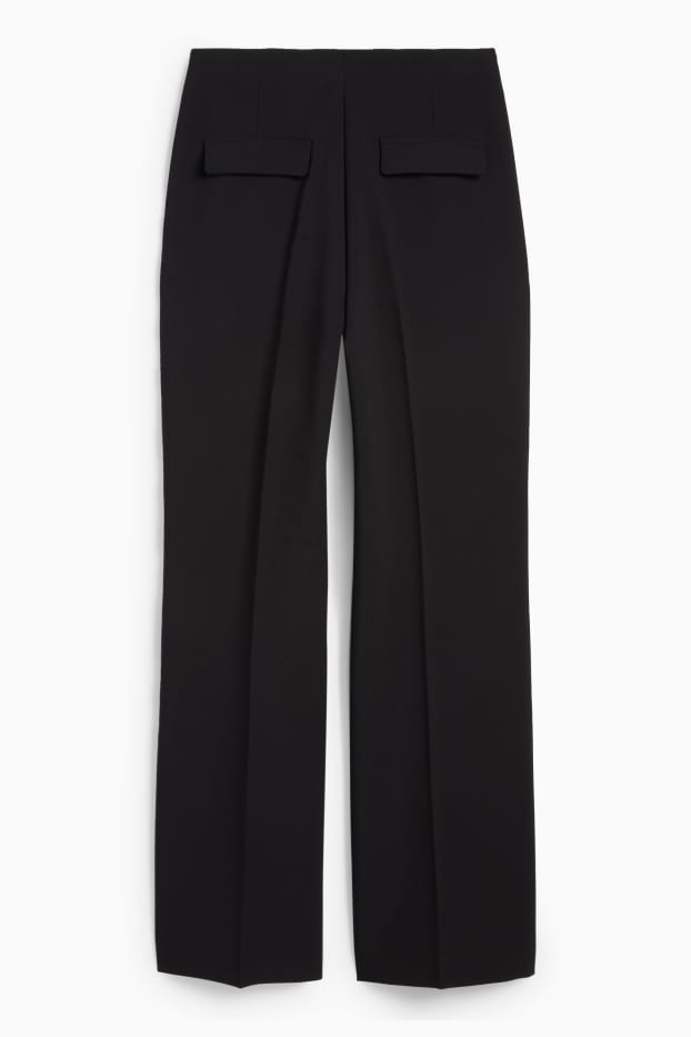 Femei - Pantaloni office - talie înaltă - wide leg - negru