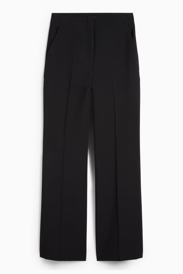 Femei - Pantaloni office - talie înaltă - wide leg - negru