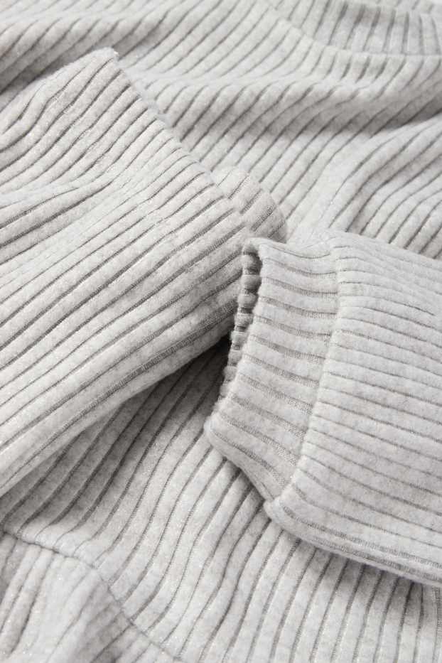Copii - Fete - Set - tricou cu mânecă lungă și colanți evazați - reiați - 2 piese - gri deschis