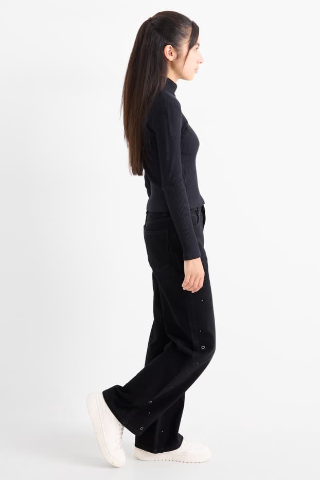 Copii - Fete - Wide leg jeans - denim-gri închis