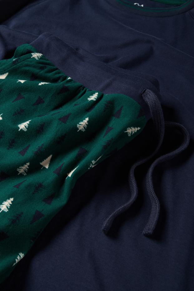 Bărbați - Pijama cu motive de Crăciun - brad - albastru închis