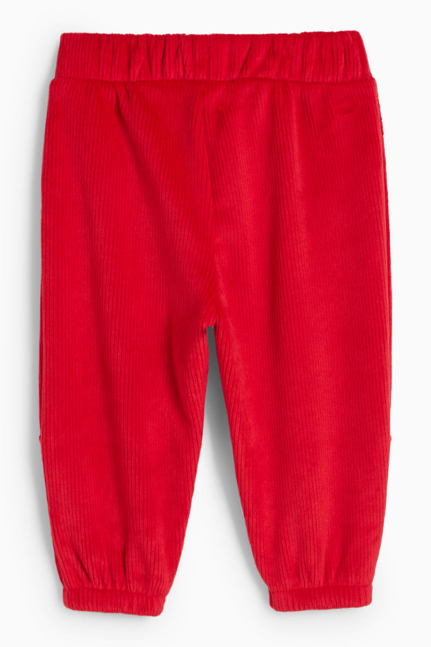 Bebeluși - băieți - Ren - pantaloni de trening termoizolanți bebeluși, cu motive de Crăciun - reiați - roșu