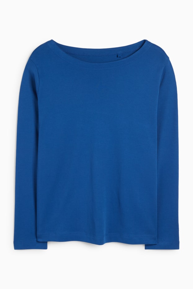 Femei - Tricou cu mânecă lungă basic - regular fit - albastru