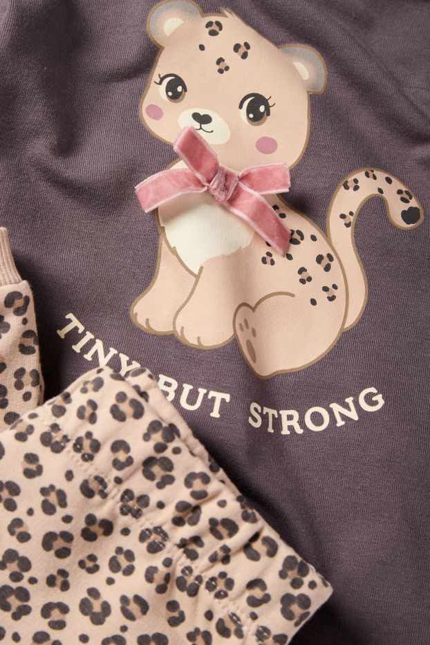 Bebeluși - fete - Leopard - pijama bebeluși - 2 piese - gri