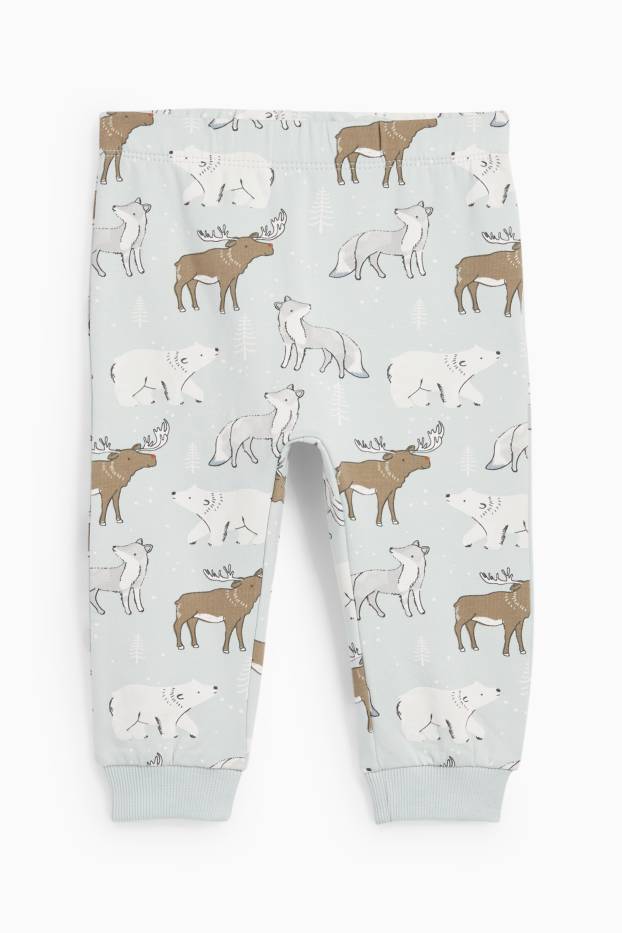 Bebeluși - băieți - Lup și urs polar - pijama bebeluși - 2 piese - petrol