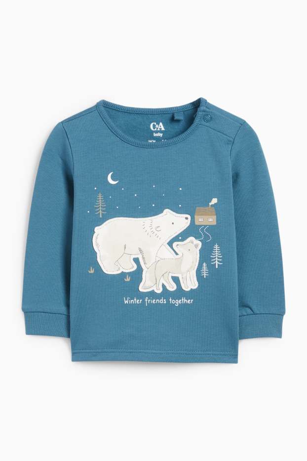 Bebeluși - băieți - Lup și urs polar - pijama bebeluși - 2 piese - petrol
