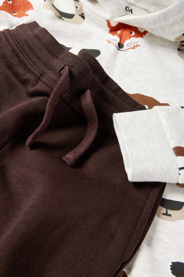 Copii - Băieți - Animale sălbatice - set - hanorac și pantaloni de trening - 2 piese - alb melanj