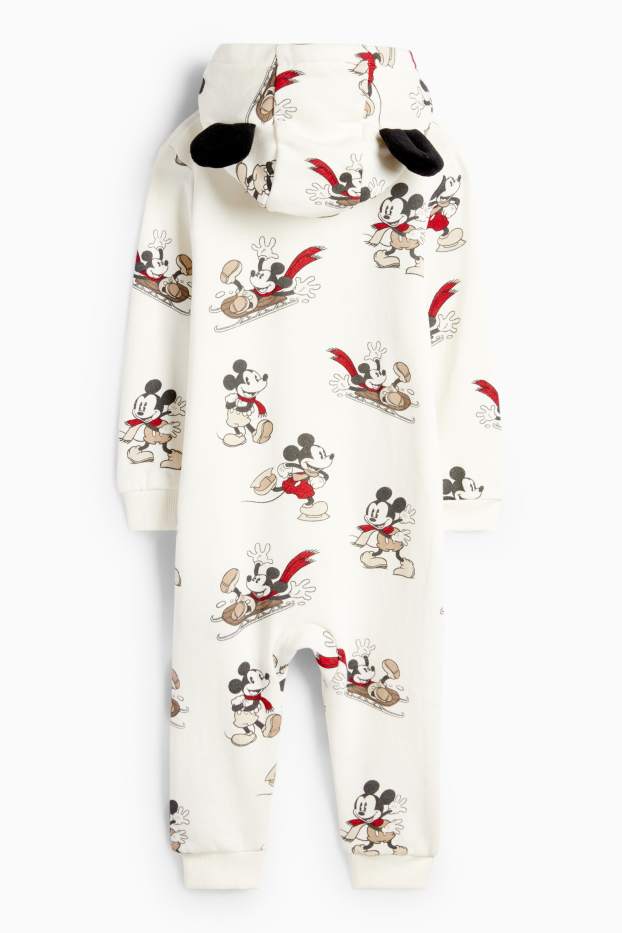 Bebeluși - băieți - Mickey Mouse - salopetă bebeluși - alb-crem