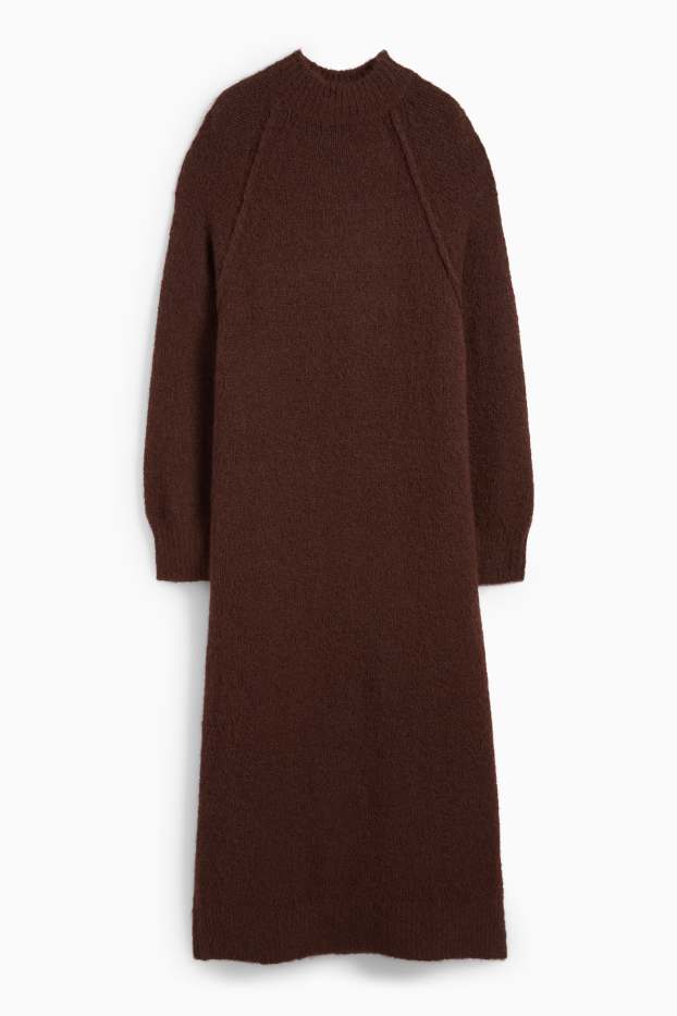 Femei - Rochie din tricot - straight fit - maro închis