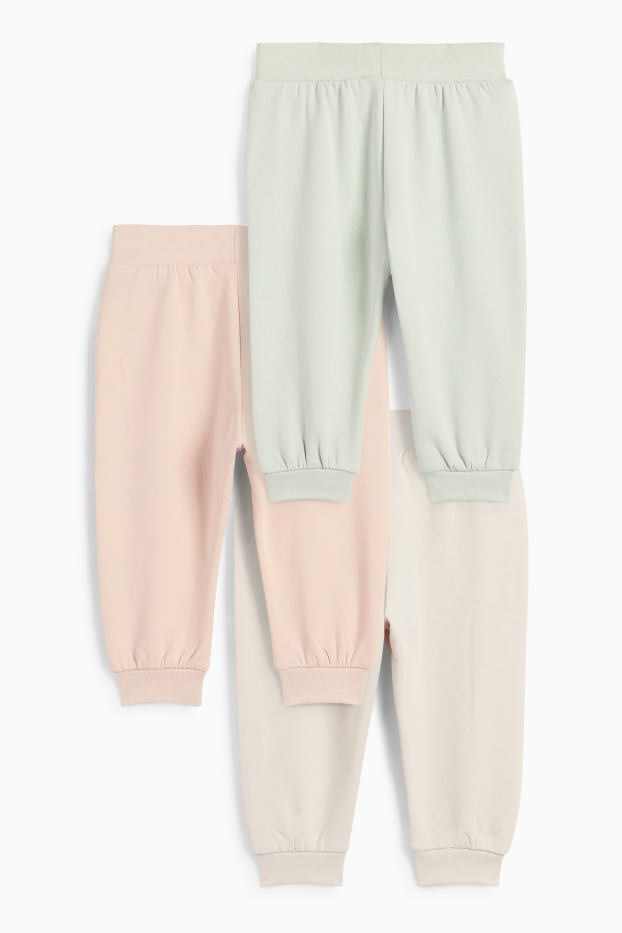 Bebeluși - fete - Multipack 3 perechi - pantaloni de trening bebeluși - broderie englezească - bej deschis
