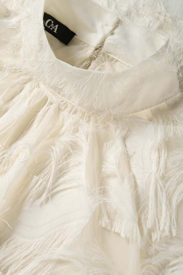 Damen - Fransen-Bluse - cremeweiss