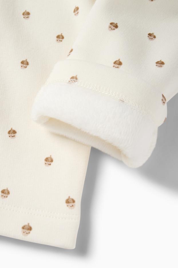 Unisex - Ghindă - pantaloni de trening bebeluși - căptușiți cu pluș - alb-crem