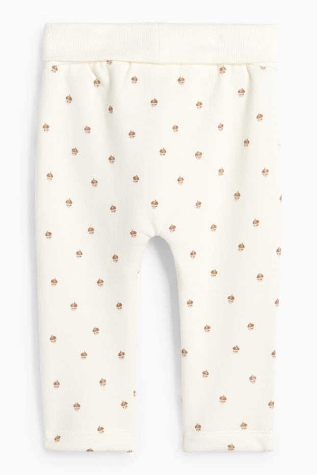Unisex - Ghindă - pantaloni de trening bebeluși - căptușiți cu pluș - alb-crem