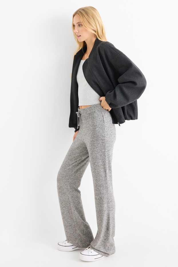 Women - Knitted joggers - gray-melange
