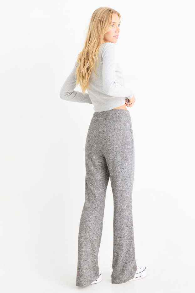 Women - Knitted joggers - gray-melange
