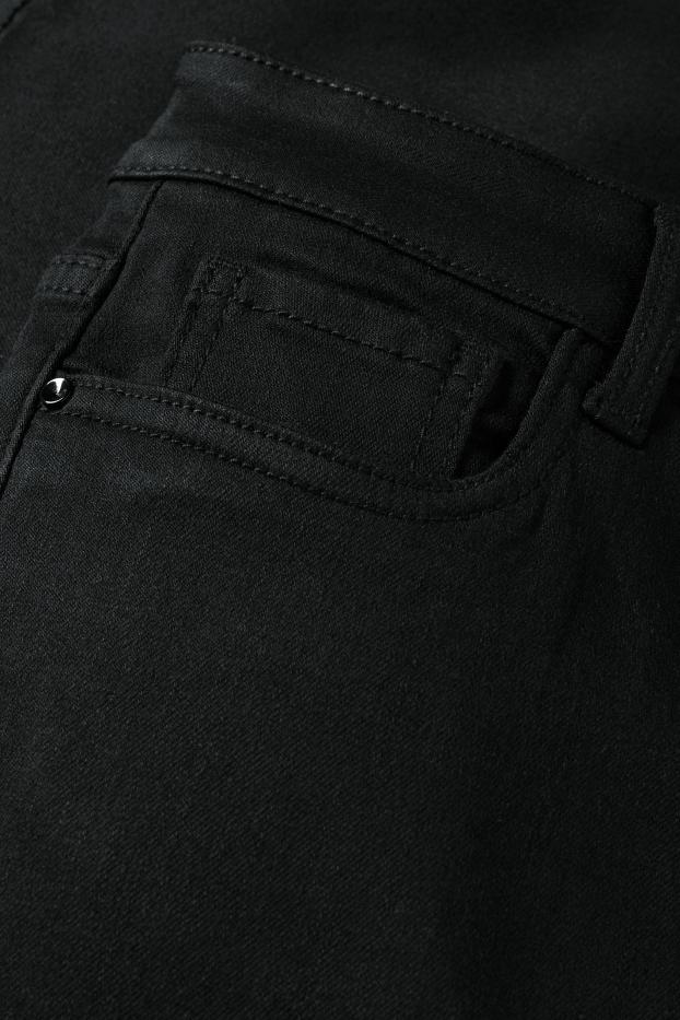 Femei - Pantaloni de stofă - talie înaltă - evazați - negru