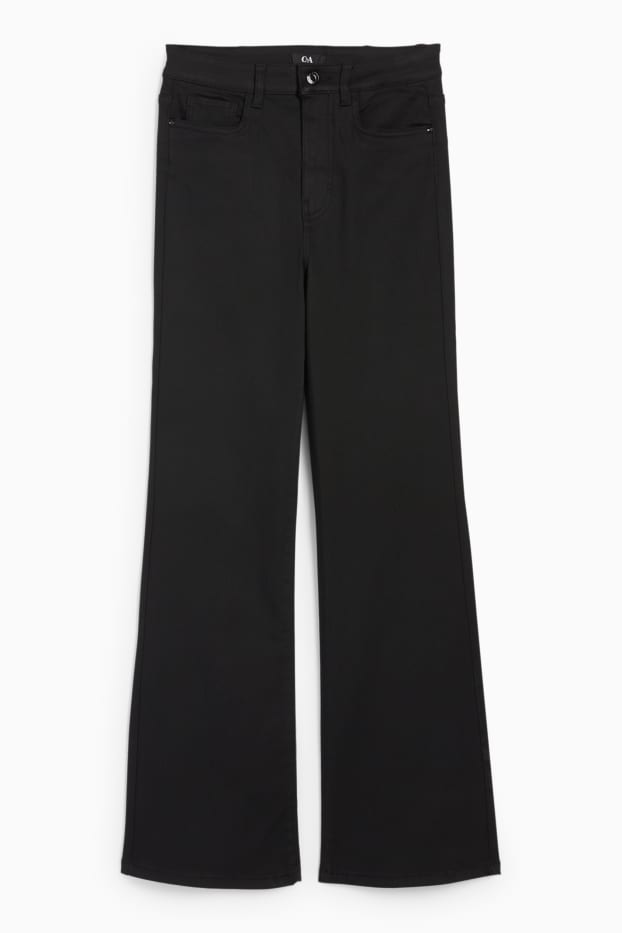 Femei - Pantaloni de stofă - talie înaltă - evazați - negru