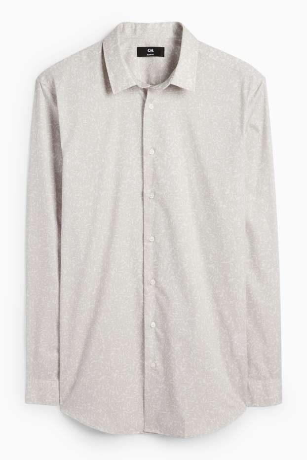 Bărbați - Cămașă office - slim fit - guler Kent - cu model - gri deschis