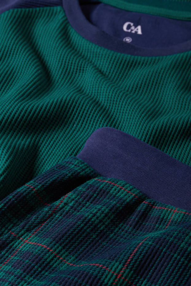 Bărbați - Pijama - structurată - verde închis / albastru închis