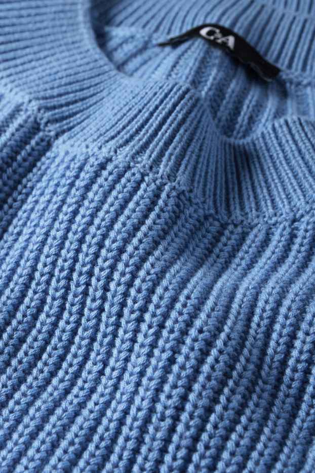 Dámské - Svetr - žebrovaný - světle modrá