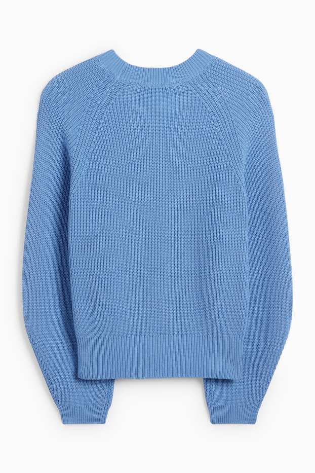 Dámské - Svetr - žebrovaný - světle modrá